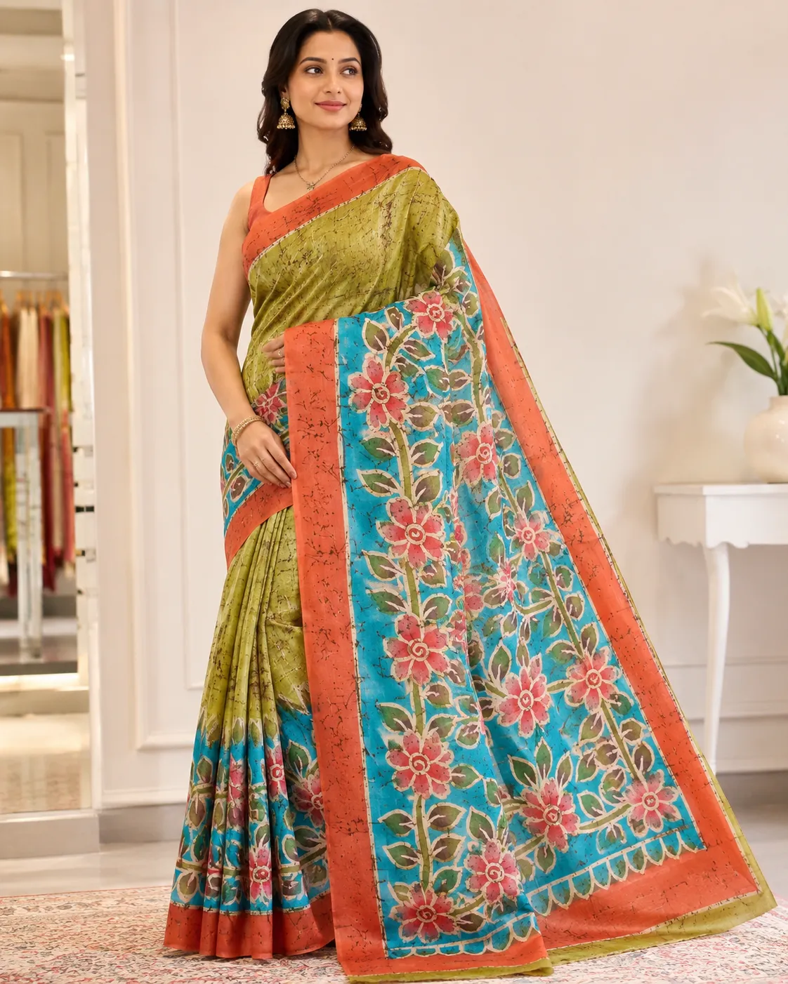 Wax Batik Painted Pure Silk Saree — featured handloom saree by Naholi